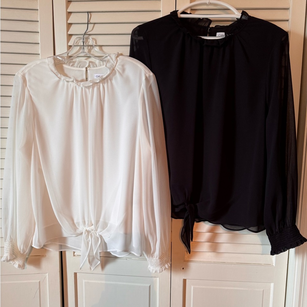 Calvin Klein Elegant White and Black Blouse Duo